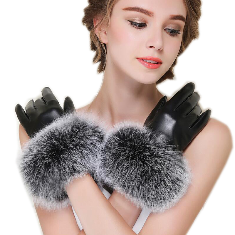 

Winter quality women's fur gloves thermal sheepskin genuine leather gloves high quality