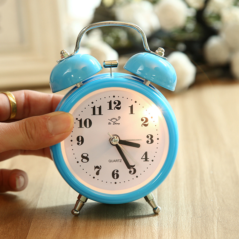 

Portable Fashion Classic Silent Double Bell Alarm Clock With Luminous Lights Quartz Movement Bedside Night Light Table Clock