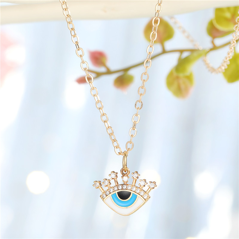 

1PC New Turkish Crystal Evil Eye Pendant Necklace For Women Bohemian Rhinestone Eyelashes Choker Clavicle Chain Jewelry N698-8