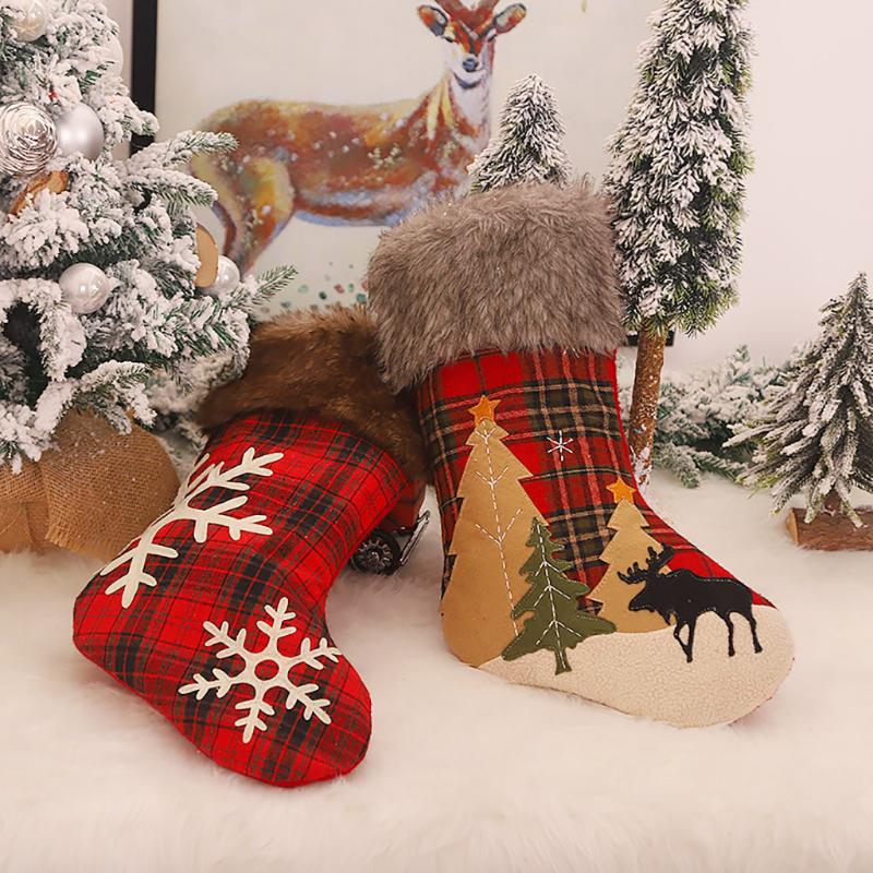 

New Year Christmas Stocking Sack Xmas Gift Candy Bag Decorations for Home Sock Christmas Tree Decor Creative Sacks