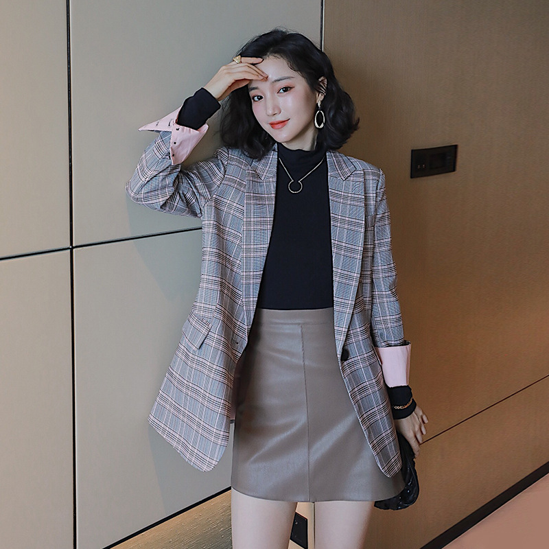 

Plaid Women Blazers And Jackets Feminino 2020 New Spring Autumn One Button Short Blazer Coat Female Blaser Mujer, 11