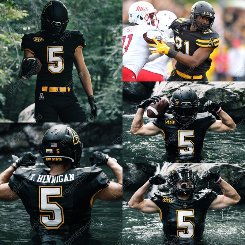 

2020 Appalachian State Mountaineers New Home Uniforms Thomas Hennigan Zac Thomas Baldwin-Griffin Jackson Gibbs Jacob Huesman Navy Shuler, Black