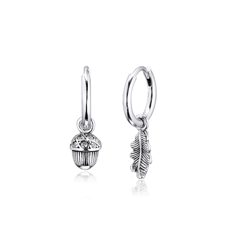 

CKK Earring Acorn & Leaf Hoop Earrings Sterling Silver Jewelry 100% for Women Brincos kolczyki Pendientes accesorios mujer