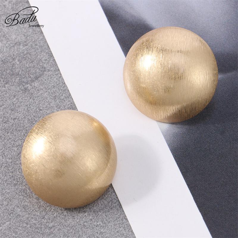 

Badu Frosted Gold Semi-Ball Stud Earring for Women Vintage Fashion Jewelry Big and Small Different Size Earring Wholesale