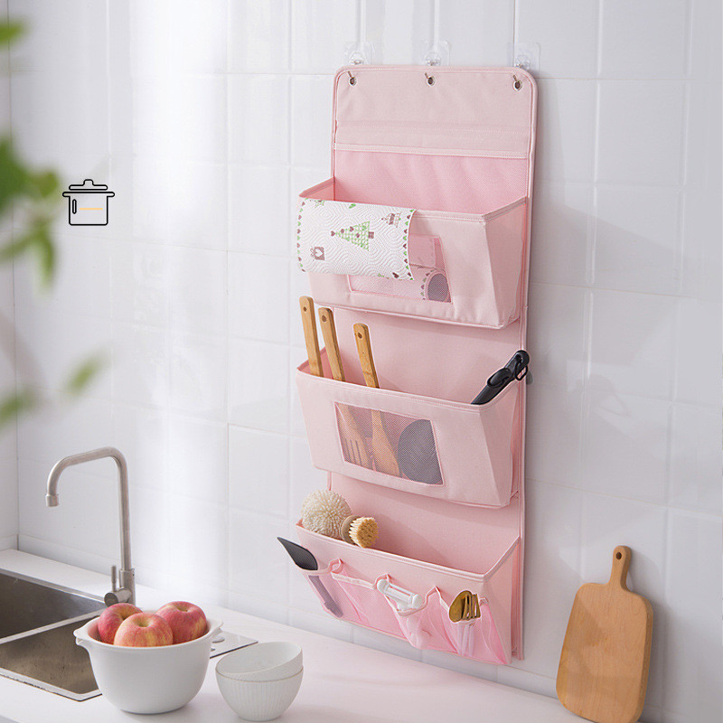 

Storage Bags Creative Bag Hanging Wall Door Multi-layer Fabric Pocket Finishing Dormitory Debris