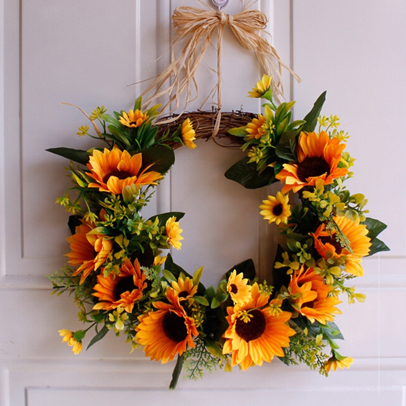 

Handmade Wreath Simulation Flower Plant Door Trim Wedding/Party/Home Decoration Artificial Rose Garland Hanging Door Wreath, A1