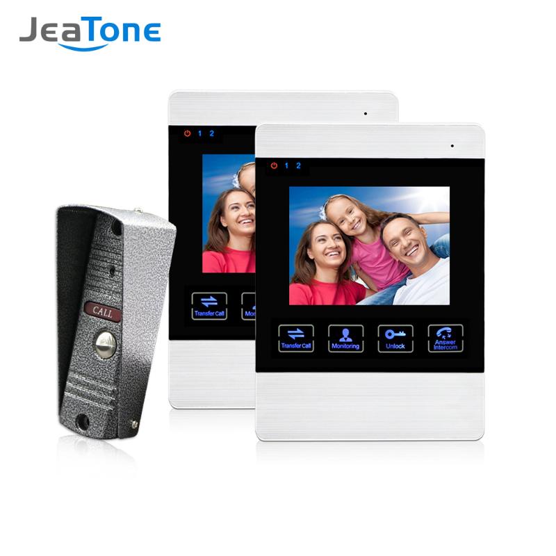 

Jeatone 4 Inch Video Visual Door Phone Doorbell Camera Wire 1200TVL Monitor Door Alarm Entry Doorphone for Home System