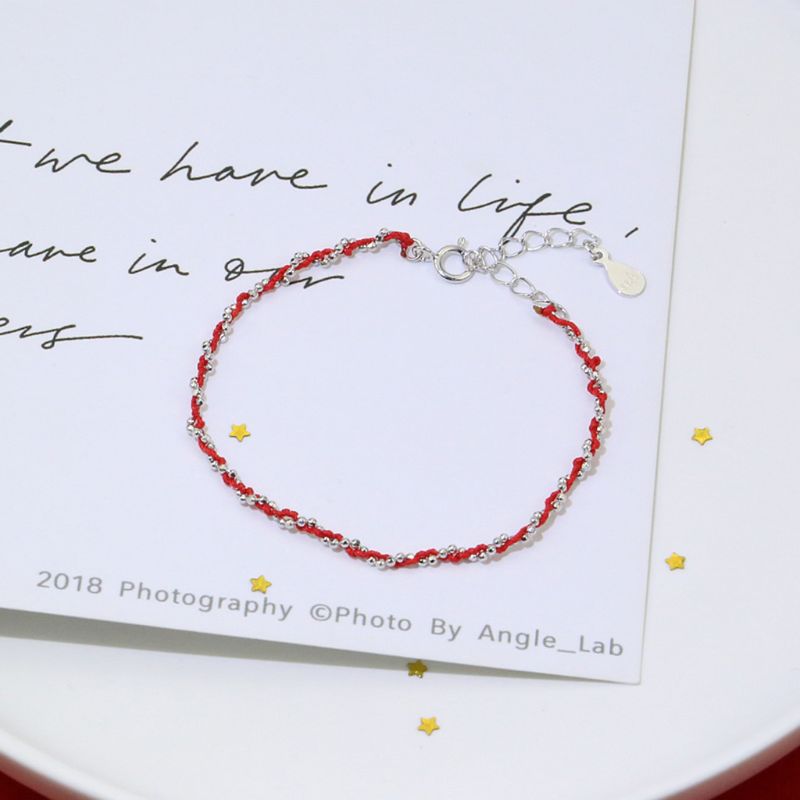

Red Rope Bracelet Sterling with Sterling Beads Bracelets XXFD
