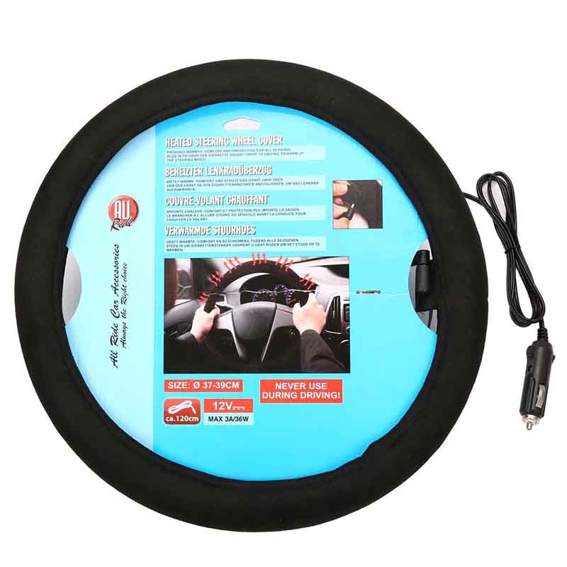 

Universal Car Heated Steering Wheel Cover 12V Car Lighter Charger Auto Black Steering Wheel Protector Cover Interior Supplies