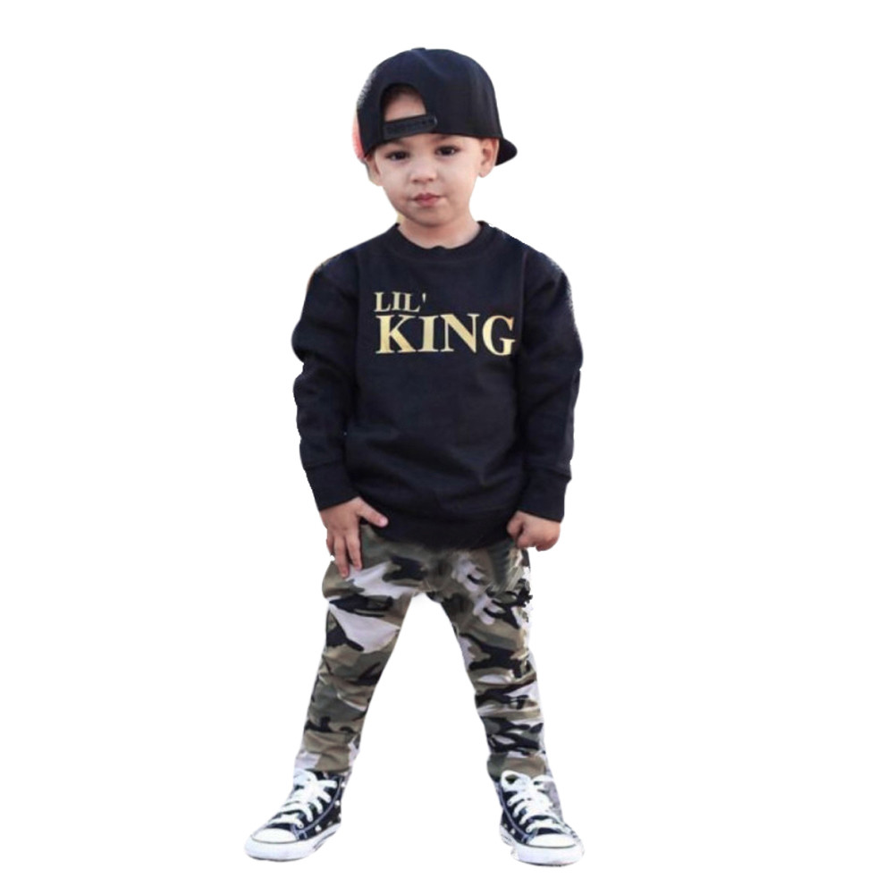 

Top sale Toddler Kids Baby Boy clothes unique Letter T shirt Tops+Camouflage Pants Outfits Clothes Set Roupas Infantis Menina, Kg-1