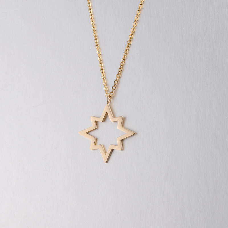 

2020 Summer New Men Gold Stainless Steel Necklaces Elegant Fashion Hollow Star Pendant Necklace for Women Jewelry Wholesale