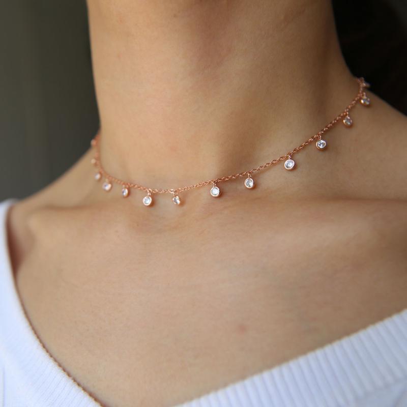 

New Arrival clear cubic zirconia drip cz bead Pendant Choker Necklace For Women dainty necklace high quality fashions