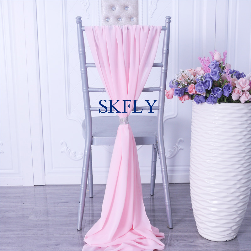 

SH004L Good quality popular many colors custom made 70cm by 200cm wedding pink chiffon chair sash