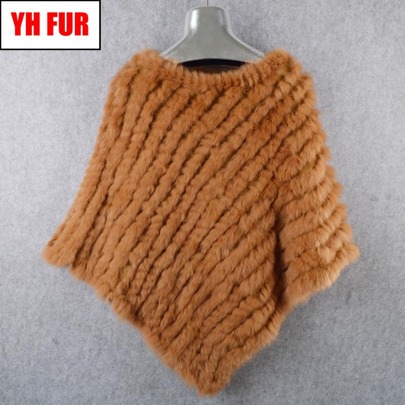 

Scarves 2021 Lady Genuine Real Knitted Fur Poncho Winter Women Natural Shawl