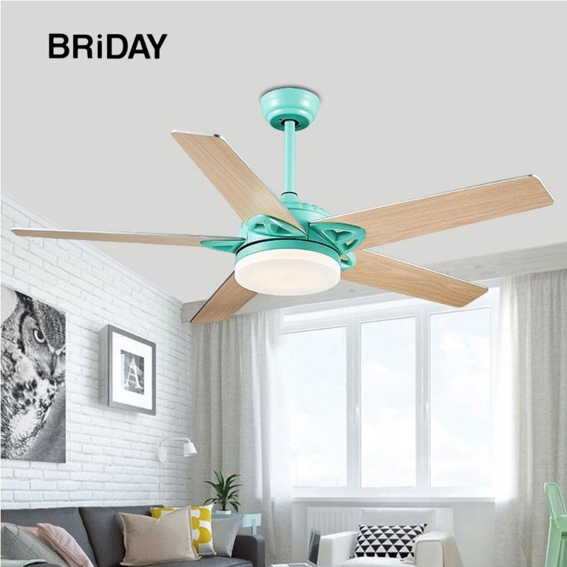 

52 inch Yarn nickel led ceiling fan light with lights remote control ceiling fans ceeling ventila Silent Motor five metal blade