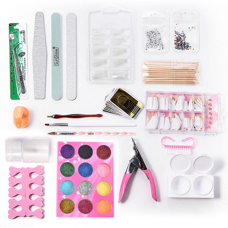 

2Pc Nail Art Kit Painted Pens Set 2 Pack Rhinestones Manicure Kit False Nail Fake Finger Polishing Blocks Tools Set Sticker