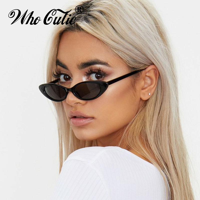

WHO CUTIE 2020 Small Oval Sunglasses Women Cat Eye Brand Designer Vintage Retro Skinny Cateye Frame Tiny Sun Glasses Shades 592C