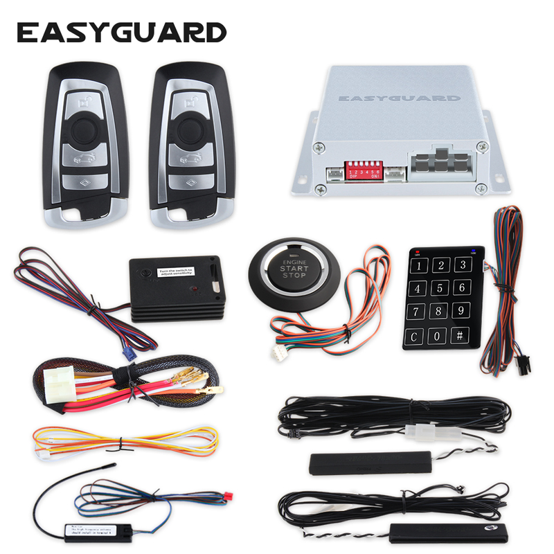 

EASYGUARD passive keyless entry car alarm system hopping code auto starter keyless go system password entry sensor DC12V