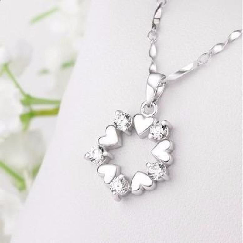 

Chains Fashion Women Jewelry Charm Dubai Bride Wedding Crystal Necklace Heart Shape Romantic For Engagement