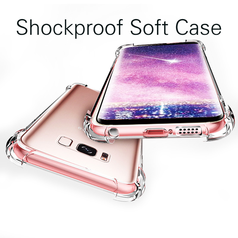 

Shockproof Soft Cover Clear TPU Silicone Case for Samsung Galaxy S20 S10 Plus S9 S8 Note 20 Ultra 10 9 8 A30 A50 A70 M30 A71 A51 A90, Black tpu