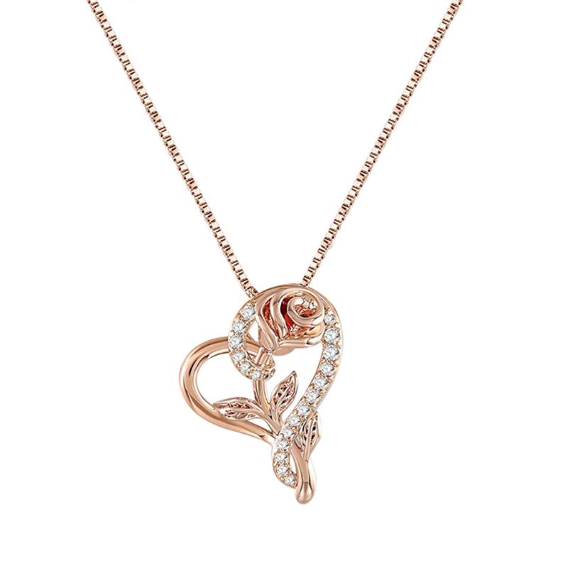 

2020 Valentine Gifts Women Rose Pendant Necklace Women Jewelry Accessories Gold Chain Necklace for Memorial Day Gift