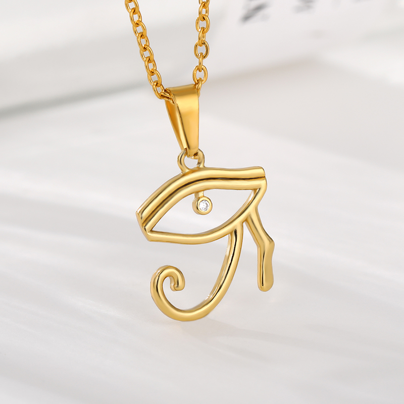 

The Eye Of Horus The Egyptian Demon Crystal Pendant Necklace For Men And Women Stainless Steel Clavicle Chain Jewelry
