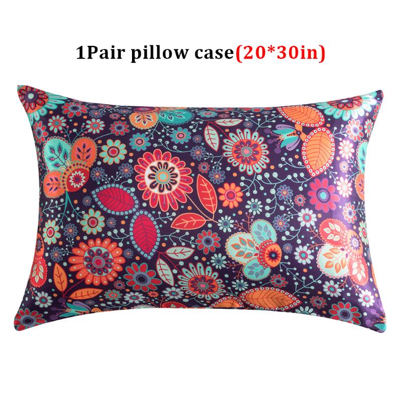 

1pair Comfortable Floral Print Home Hotel Sleeping Bedding Decor For Hair Satin Pillowcase Silky Zipper Easy Clean Pillow Case, Sun flower