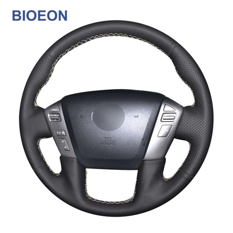 

Hand Stitch Black PU Artificial Leather Car Steering Wheel Cover for Armada NV Cargo NV Passenger (US) Titan