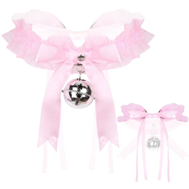 

Adults Female Cute Bell Choker Collar Elastic Ruffled Ribbon Bowknot Collar Choker Necklace Cosplay Accessaries for Girls Women