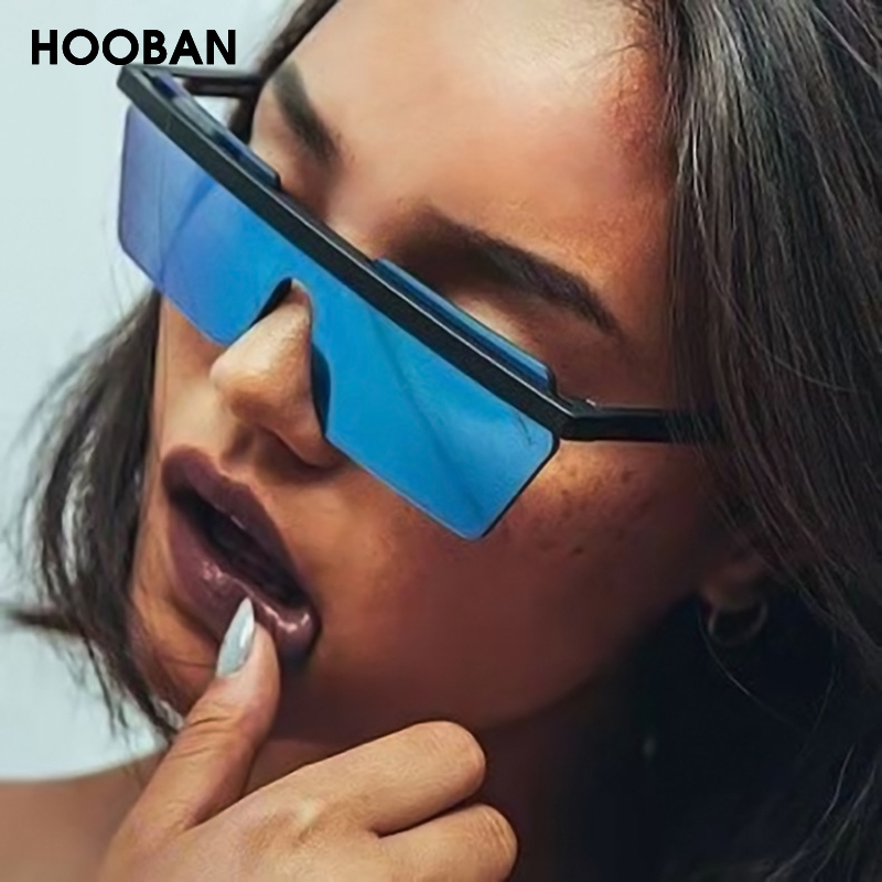

Sunglasses HOOBAN Oversized Flat Top Women Men Vintage Brand Designer Rimless Sun Glasses Female Stylish Outdoor Eyewear Shade
