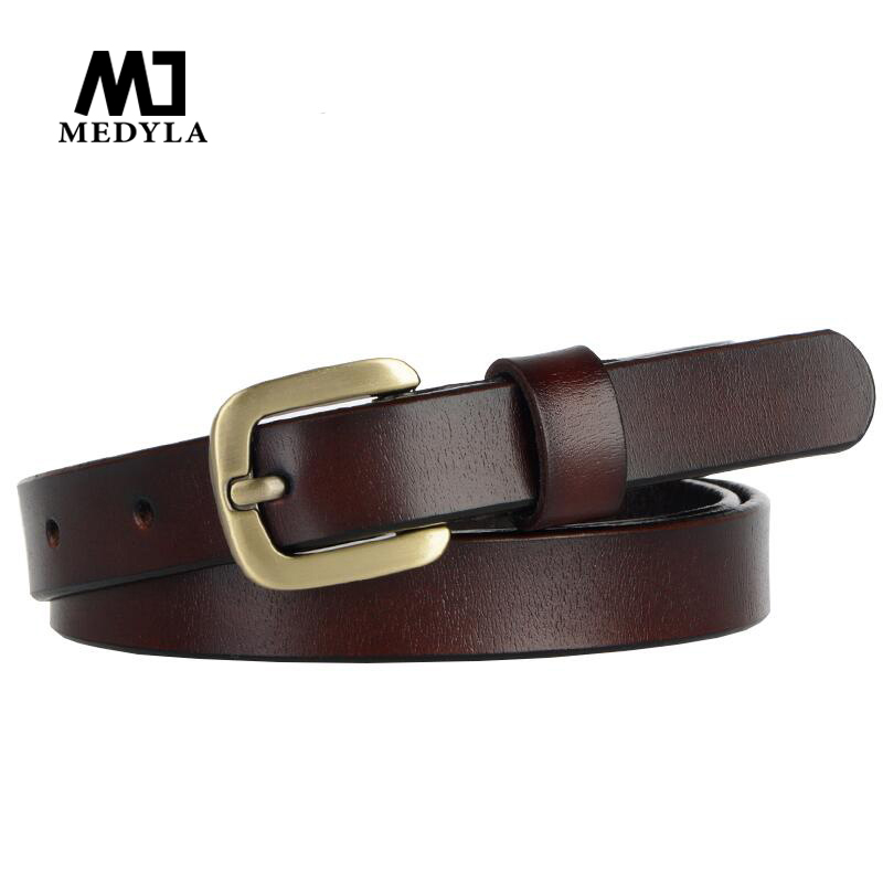 

MEDYLA Designer Belts Women Strap High Quality Genuine Leather ladies' Belt For Jeans Skirt Girls coffee Pin Buckl, Red