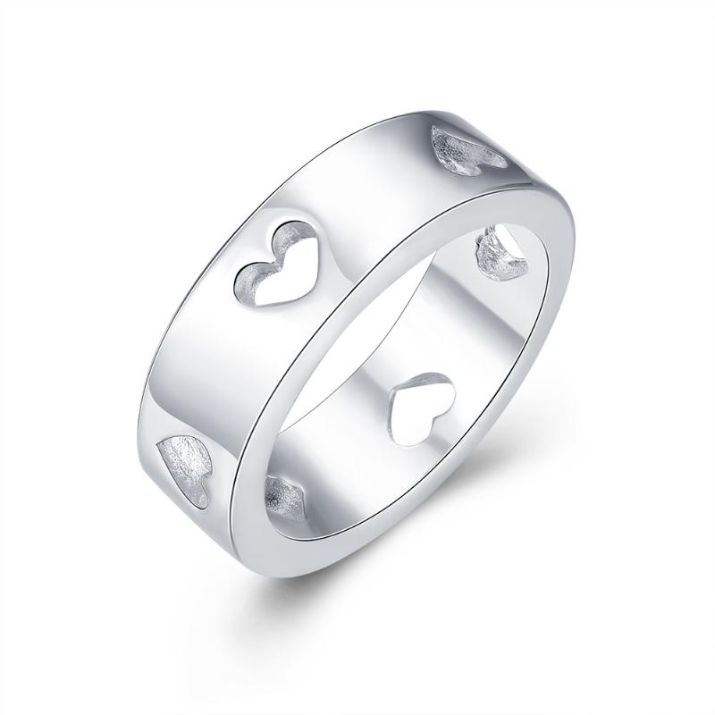 

Exquisite Smooth Round Jewelry Silver Plated Ring Fashion Hollow Multi Heart Ring Women&Men Gift Silver Jewelry Finger Rings