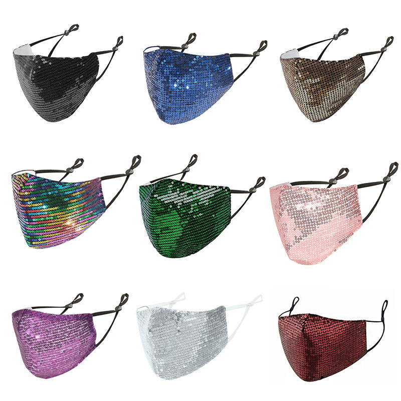 

Sequins fashion face masks Bling Bling filter-inserted into thin summer dust-proof breathable cotton designer masks OOA9099