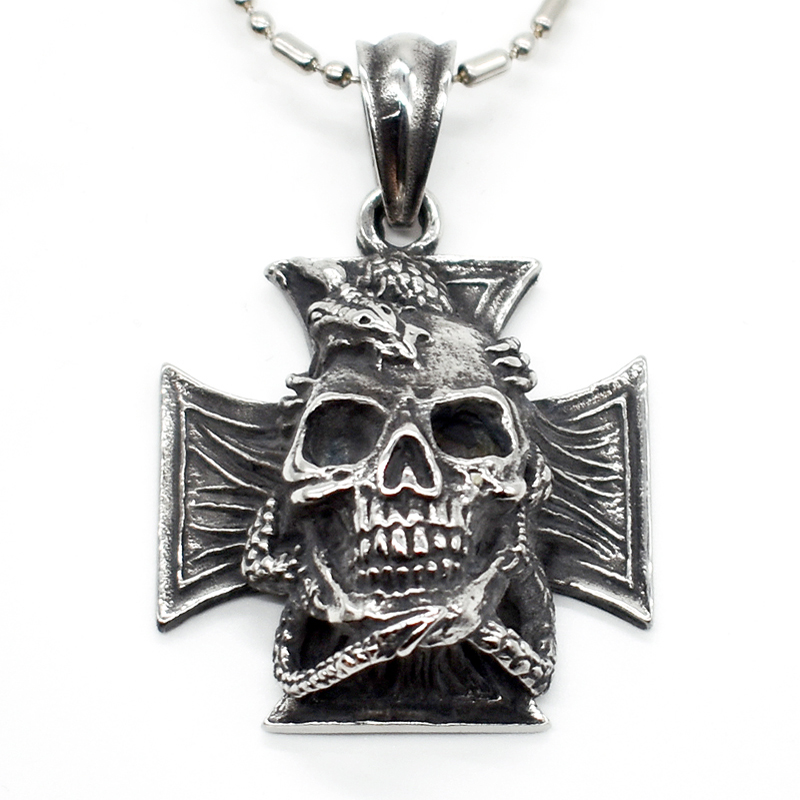 

AMUMIU Skull Cross Skeleton Women Men Stainless Steel Pendant Necklace Wholesale Gifts Drop Shipping HP277