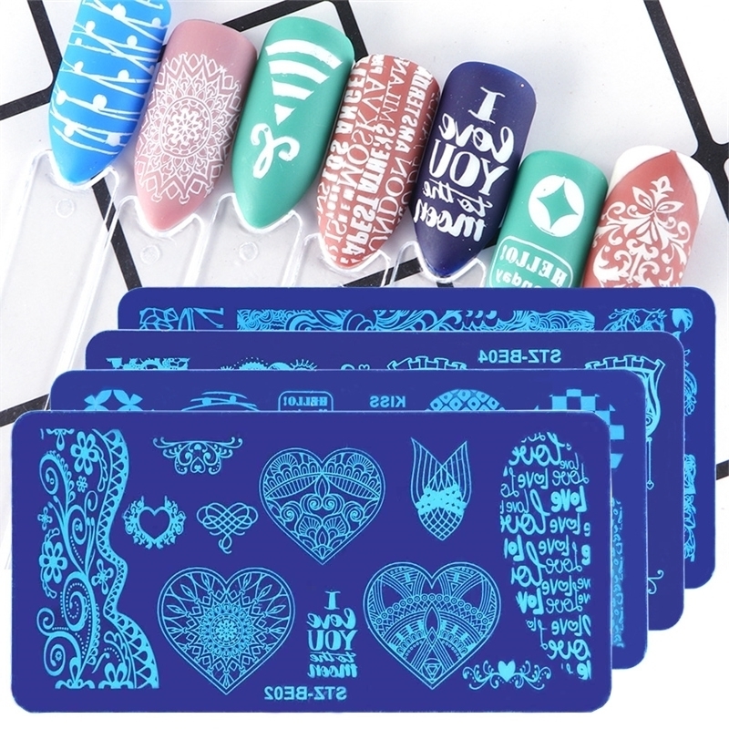 

Nail Stamp Plate Stencils Nail Art Stickers Snowflake Flower Animals Letters Owl Gel Polish Stamping Templates DIY Nail Art Manicure Tools, As picture