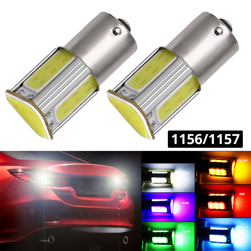 

2pcs 1156 1157 led COB Light p21w bay15d ba15s P21/5W auto Brake light 1156 Car rear Turn signal parking Blue White Red, As pic