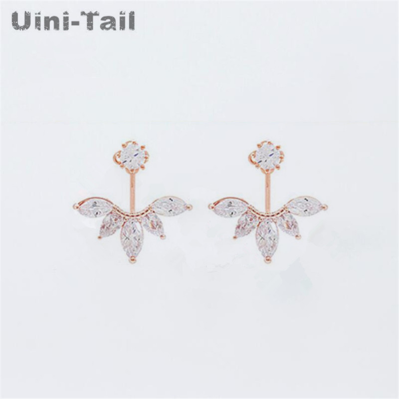 

Uini-Tail hot new 925 sterling silver earrings female rear hang micro-inlay earrings Korea ear jewelry factory wholesale
