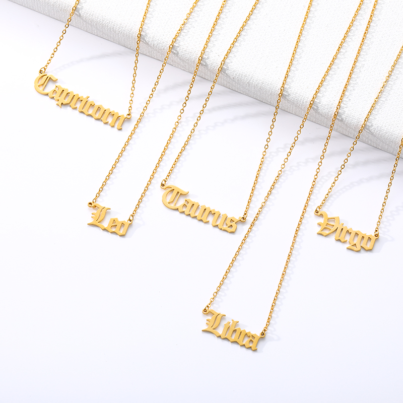 

Zodiac Necklace Virgo Gemini Gold Horoscope Necklace Aquarius Cancer Leo Stainless Steel Capricorn Constellation9926499