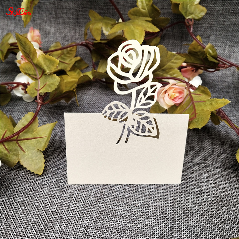 

10/50pcs white Laser Cut Name mark Place Cards Wedding Decoration Birthday Party Invite Cards Table Decoration Favor gift card 5
