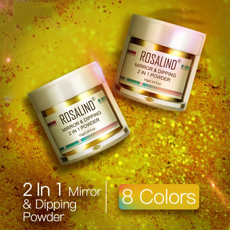 

10g 2 In 1 Mirror Effect and Dipping Nail Powder Glitter Wetting Nail Powder T4MB