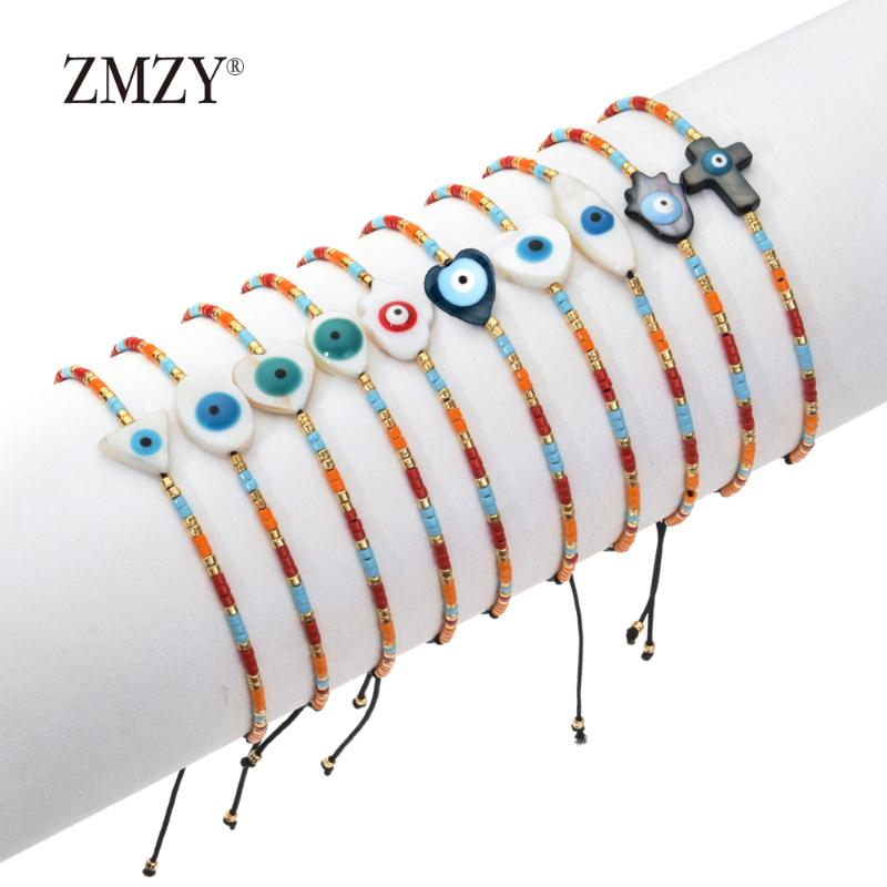 

ZMZY Cute Boho Vintage Miyuki Beads Shell Evil Eye Bracelet Women Girls Gift Beach Summer Bohemian Bracelet Friendship Jewelry