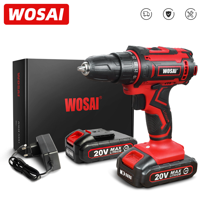 

WOSAI 20V QY Series Cordless Screwdriver Electric Drill Electrical Screwdriver lithium-ion Battery Hand Driver Drill 3/8-Inch