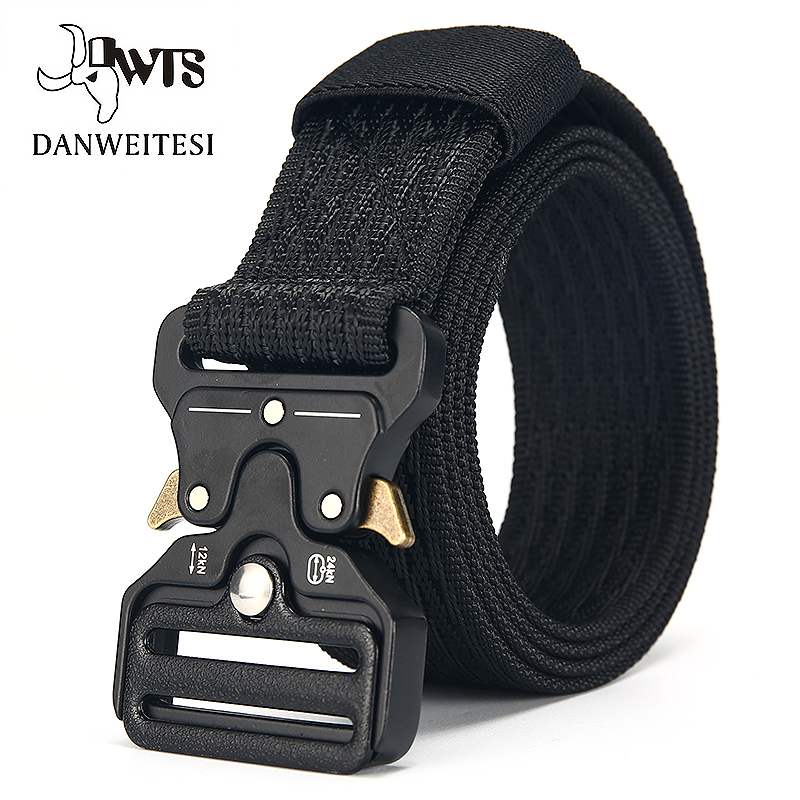 

DWTS]Accessories Tactical Belt Male Canvas Belt Outdoor Tactical men's Nylon Belts Army ceinture homme, Black