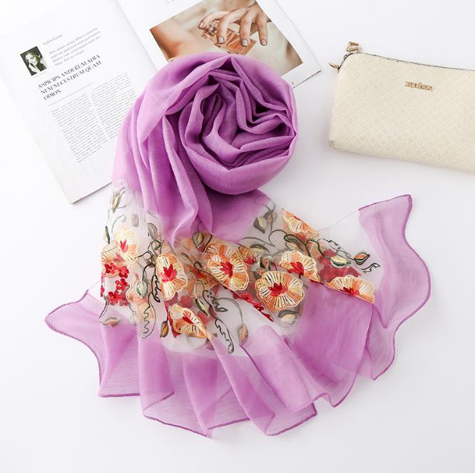 

New Spring Jacquard Embroidery Flower Scarf Women Wraps Shawls and Scarves 180*70cm Hijabs Sunscreen Beach Cover up
