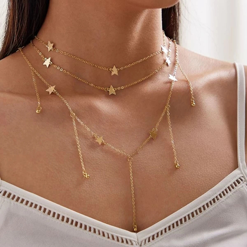 

Tocona Charming Tassel Gold Chain Pendant Necklace for Women 2020 Trendy Star Multi-layer Party Jewelry Accessories 9952