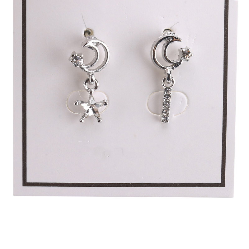 

Hoop & Huggie Fashion Cute Star And Moon Earrings Top Quality Crystal Charms Drop For Women Man Girls Korean Jewelry 2021