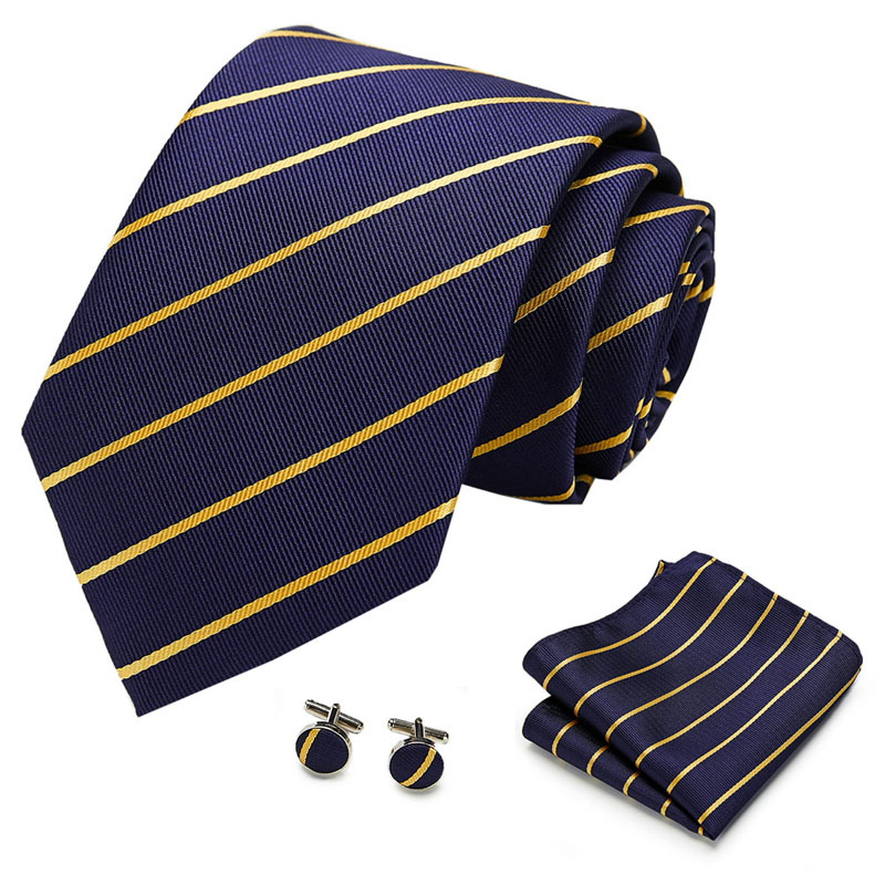 

2020 Men`s Tie polyester Silk Jacquard Woven Necktie Hanky Cufflinks Sets For Formal Wedding Business Party