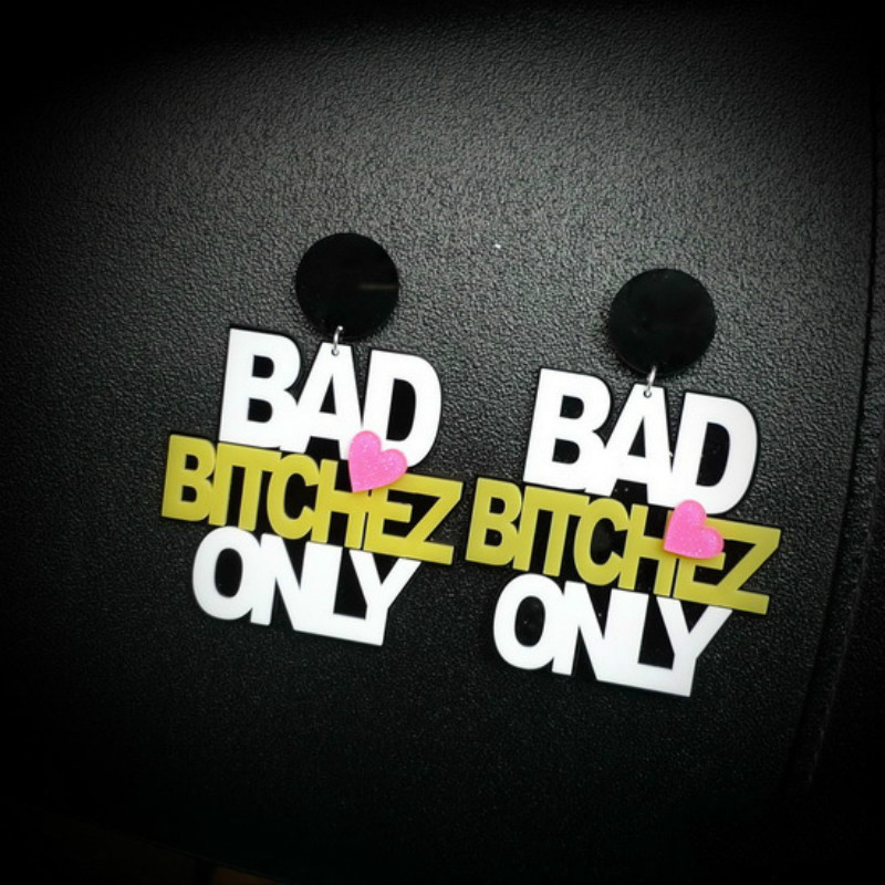 

Fashion Acrylic Geometric Letter Digltal Animal Multicolor Big Pendant Long Earrings for Women Hyperbole Ethnic Earrings Club