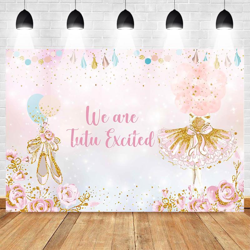 

Ballet Theme Backdrop for Photography Photocall Birthday Background Pink Ballet Shoes Costume Flower Party Banner