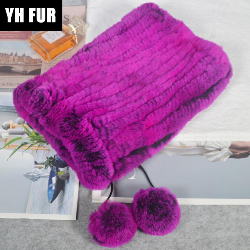 

New Style Women Real Rex Fur Beanies Hats Real Rex Fur Skullies Hat Elastic Knit Natural Scarf Caps, Grey red